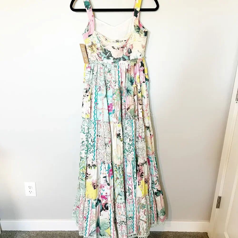 HEMANT &‎ NANDITA Teien Floral empire waist maxi Cotton Dress xs nwt - Picture 6 of 15